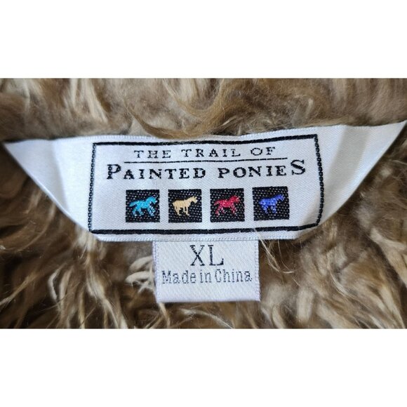 Trail of Painted Ponies Women's XL Long Jacket Faux Suede Fur Lined Stitched - Picture 7 of 11